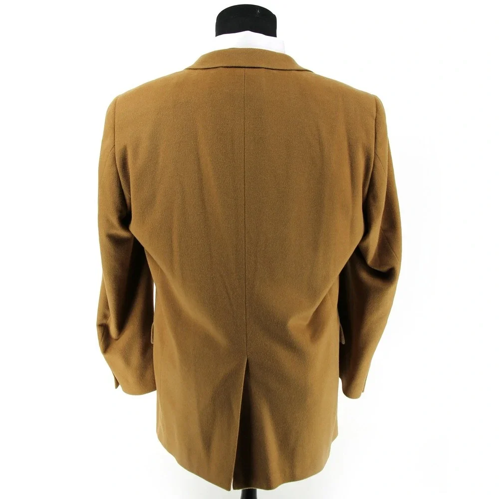 Lands' End 100% Cashmere 2 Button Sport Coat Mens Sz 42 Regular Tan Single Vent